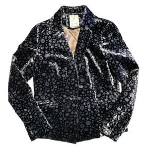 Anthropologie Black Floral Velvet Jacket